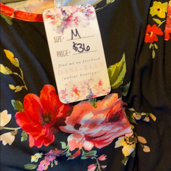 Black Floral Dress with Pockets - Picture 3 of 3